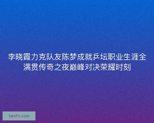 李晓霞力克队友陈梦成就乒坛职业生涯全满贯传奇之夜巅峰对决荣耀时刻