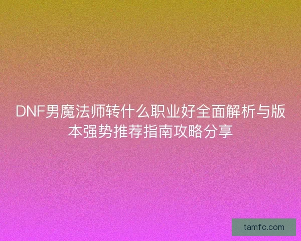 DNF男魔法师转什么职业好全面解析与版本强势推荐指南攻略分享